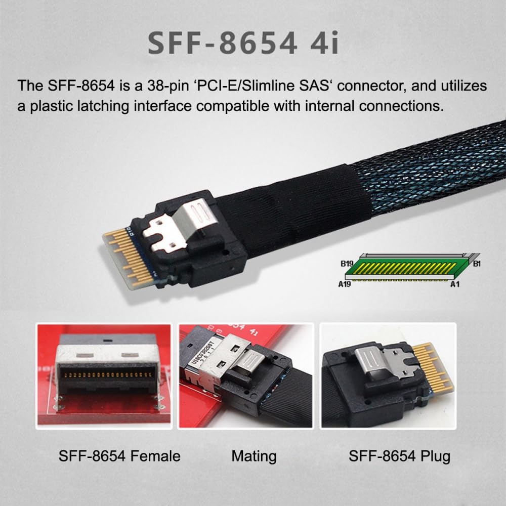 MCIO 8i to SFF-8654 4i Cable
