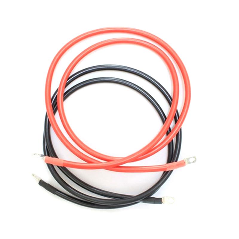 4 AWG Gauge Red + Black Pure Copper Battery Inverter Cables Solar, RV, Car, Boat 12 in 3/8 in Lugs