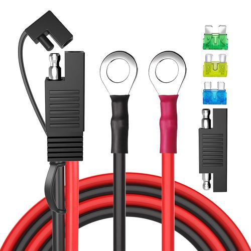 10AWG 2Pin Quick Disconnect SAE Battery Extension Cable with SAE RP Adapter 15A/20A/30A Fuses for Solar Panel Motorcycle  Car RV