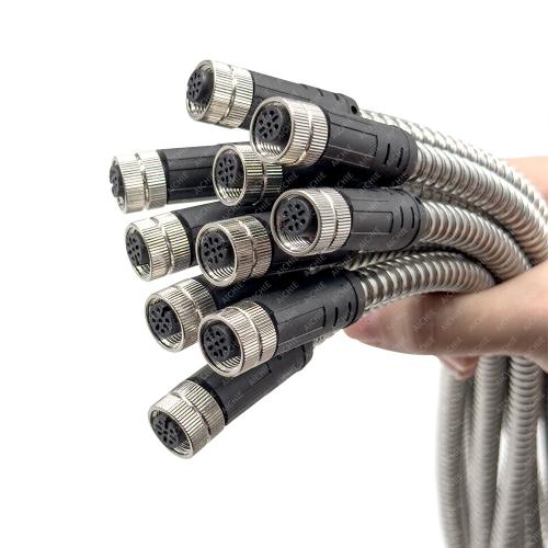 Metal IP65 IP67 Electrical Bike Signal M12 M8 Connector 4Pin 5Pin Male Female Cable
